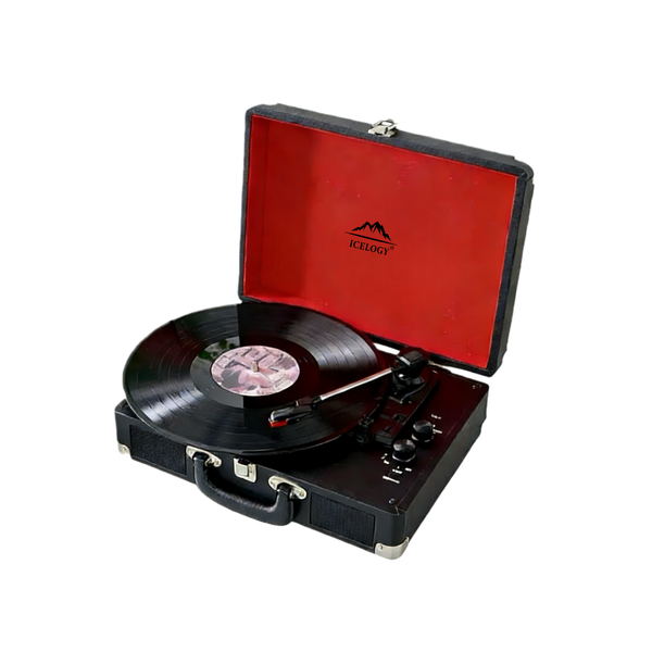 Icelogy Portable Suitcase Record Player , Retro Vinyl