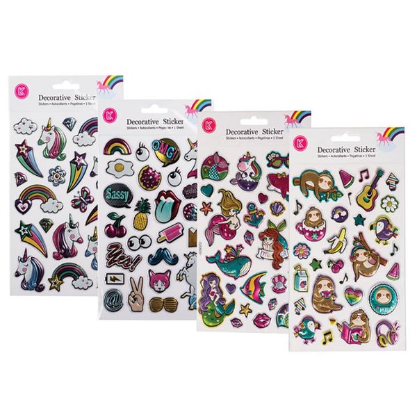 Bulk Pack x 8 Sticker Embossed Foil Puffy