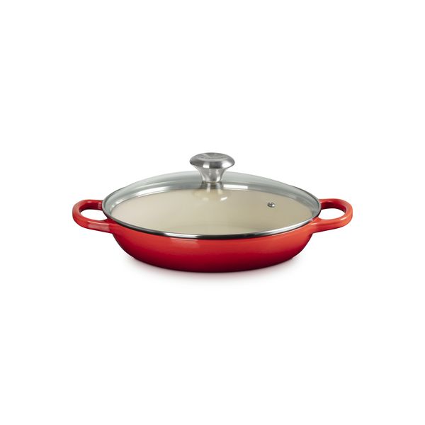 Le Creuset Cast Iron Shallow Braiser with Glass Lid - 26cm