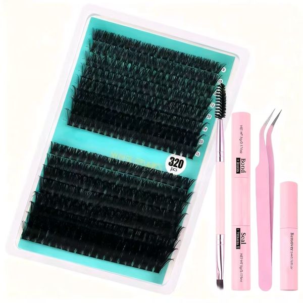 Eyelash Cluster False Eyelashes 320 Pieces Thick D-Shaped Curl 9-16mm Mixed