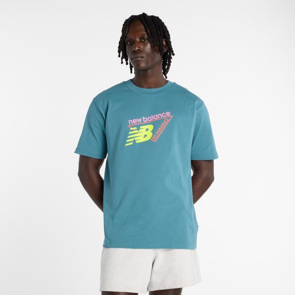 New Balance Men's Athletics Neon Short Sleeve Tee - Blue