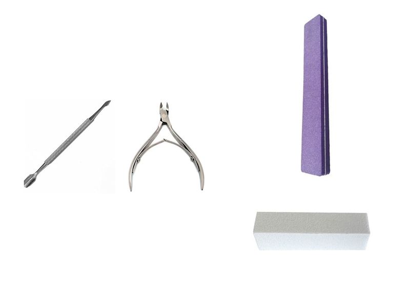 Nail Cuticle Cutter + Nail Cuticle Pusher + Buffer Block + Nail File Purple
