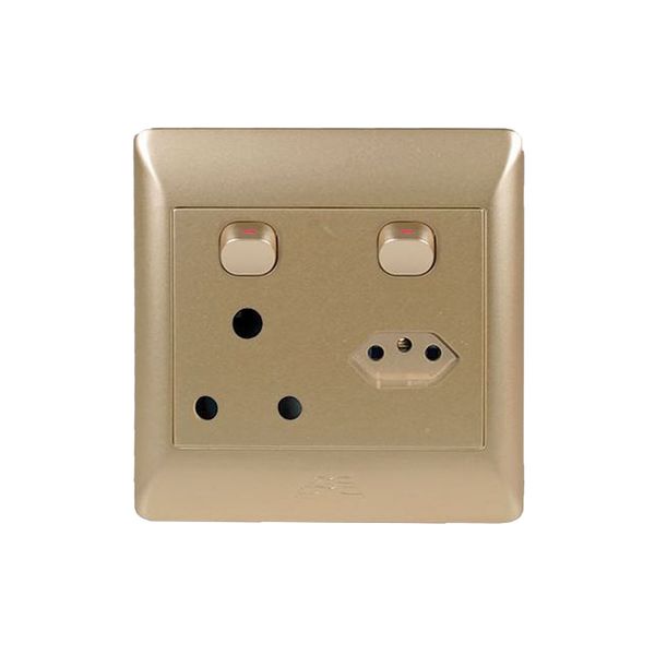 ACDC - 1x16A With 1 Euro Sw Socket Outlet Champagne Cover Plate