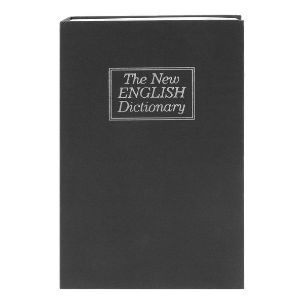 Portable Black Book Safe Box with Lock Key, 160x55x240mm, 808g