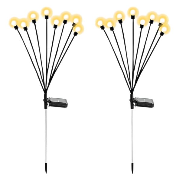 LED Solar Garden Firefly Lights , 2 Pack 12 Heads - Warm White