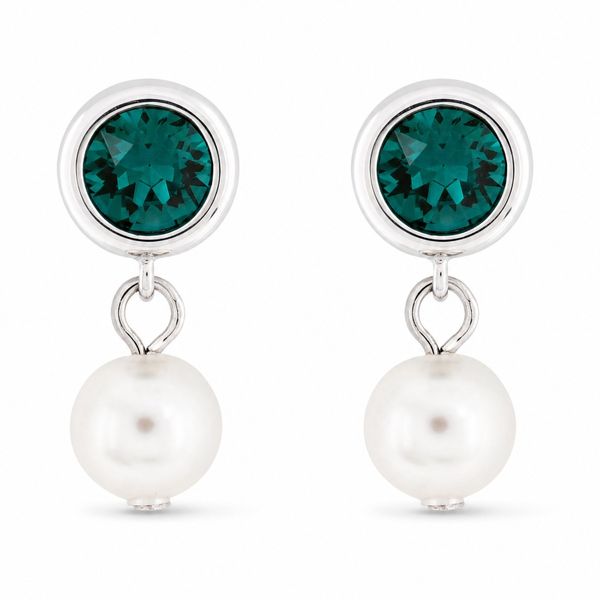 Momo Simone Drop Earring - Swarovski Emerald Crystal and Pearl