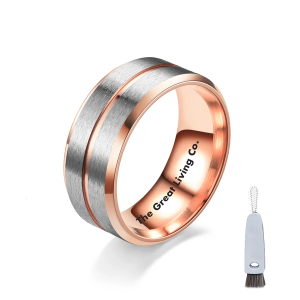 Men's Rings Stainless Steel,Double Tone Rings/Bands &amp; Ring Cleaning Brush