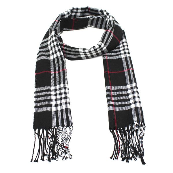Blackchilli Check Stripe Poncho - Black/White/Red