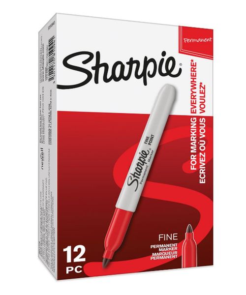 Sharpie Fine Permanent Marker - Red (Box of 12)