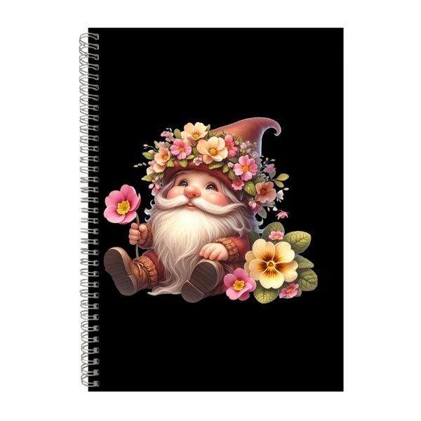 Red With Flowers A4 Notebook Spiral Lined Notepa image