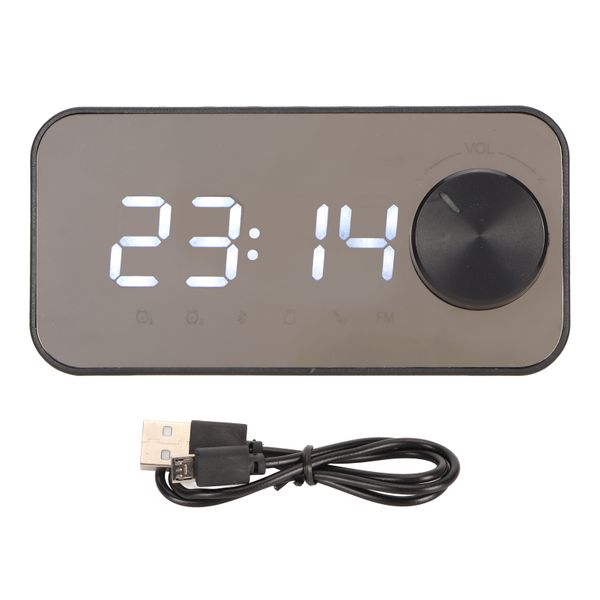 Wireless Bluetooth Speaker Temperature Display FM Radio Alarm Clock Black