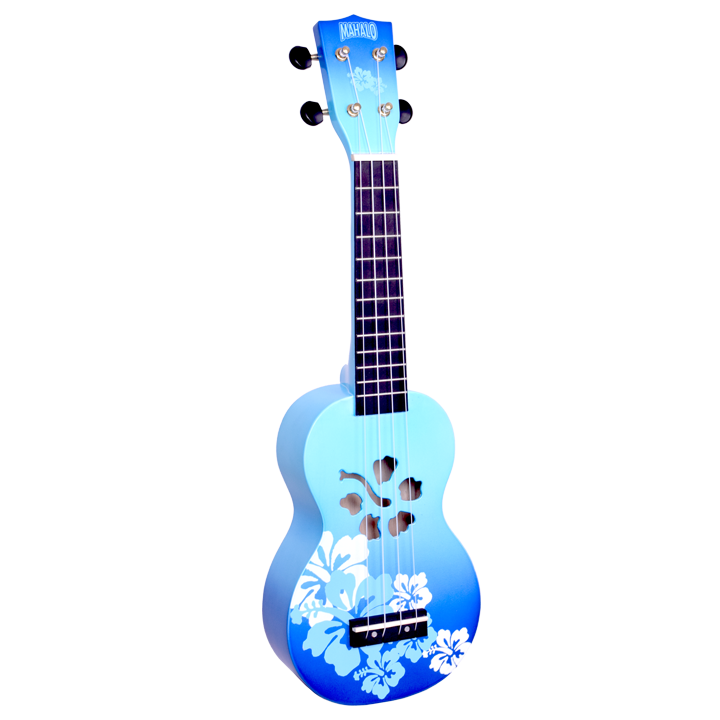Mahalo Soprano Ukulele Hibiscus Blue Burst