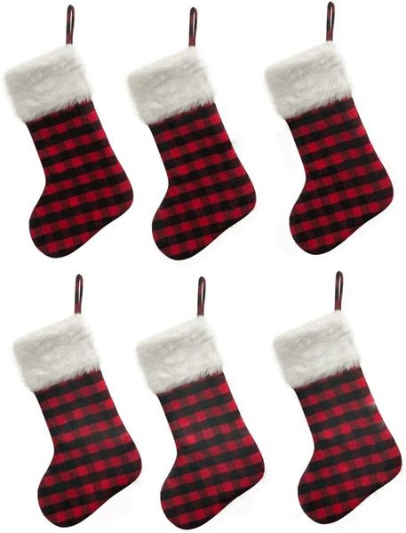 Christmas Checked Stocking set of 6