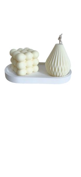 White Honey milk Candles and tricker tray