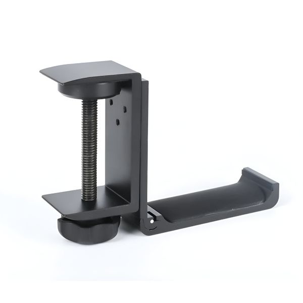 3 cm Multifunctional Aluminum Foldable Under Desk Headphone Holder - Black