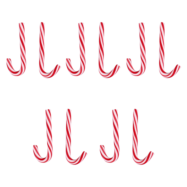 10PCS Christmas Red Cane Soft Pottery New Year Candy Cane Decoration