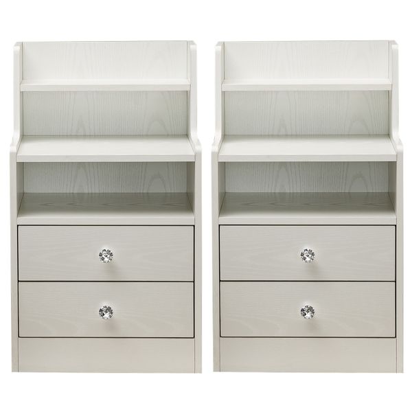 Side End Tables Nightstands Bedside Tables with Drawers Storage Shelves
