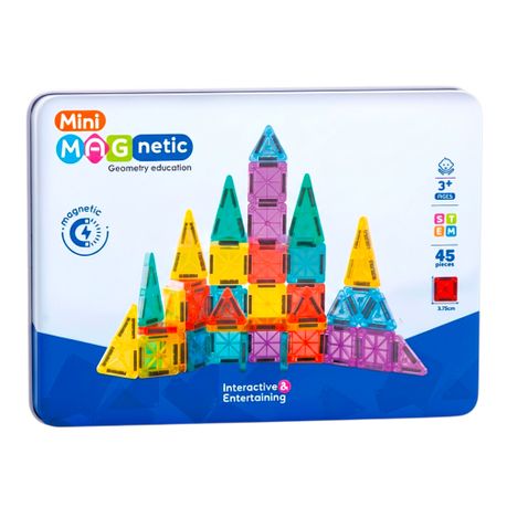 45 Piece Mini Magnetic Building Blocks Set with Portable Storage Case Image