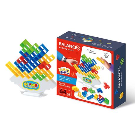 64 Piece Tetra Tower Balancing Stacking Game Toys Tetris Tower Image