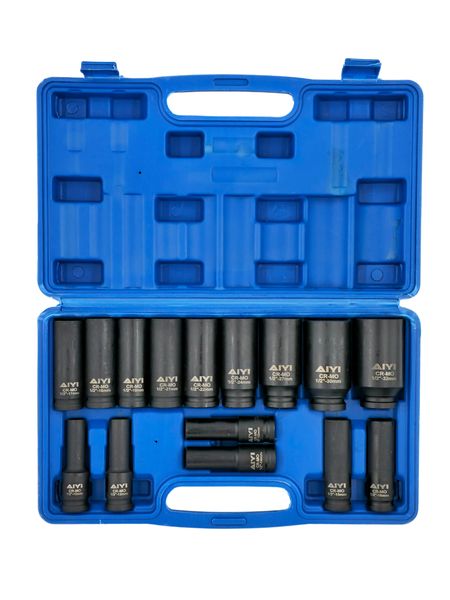 AIYI 15-Piece 1/2 Inch Deep Impact Socket Set AY017-044