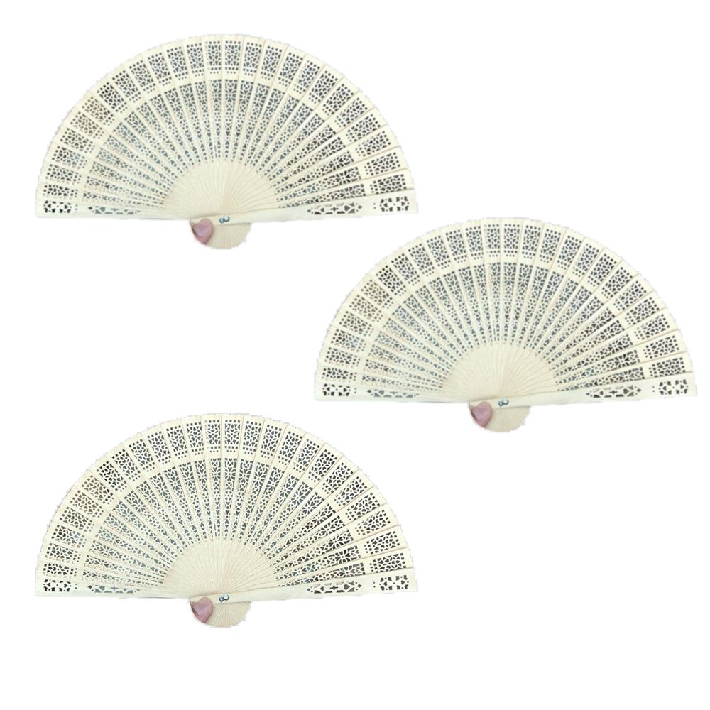 Fashion Beauty Summer Cooling Wooden Folding Fan Set Of 3 34cm Shop   S Zoom.file