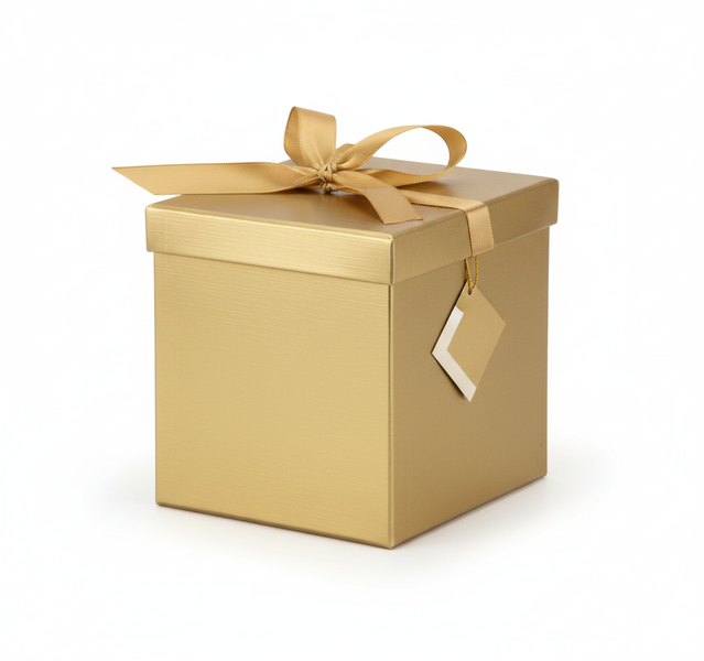 Gold Gift Box Flat Pack 20 cm x 20 cm for Parties and Weddings - 2 Pack