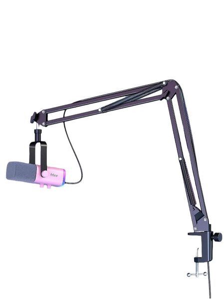 FIFINE - Dynamic Microphone Kit With Arm Stand And RGB Lighting - Pink