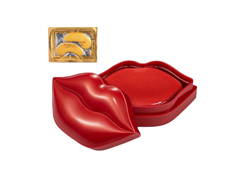20 Pieces Cherry Collagen Lip Mask and 1 Pair 24K Gold Collagen Eye Mask