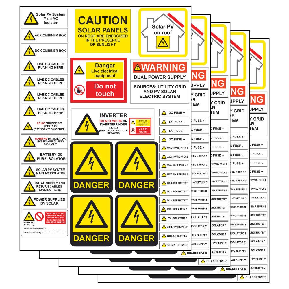 5 X PV Stickers and Warning Labels A4 Sets | Shop Today. Get it ...