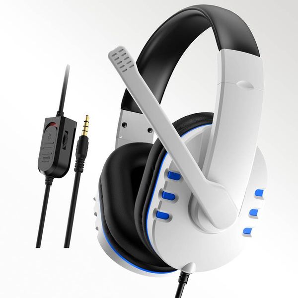Aux Gaming Headset With Adjustable Mic Compatible with P5-Black-Blue