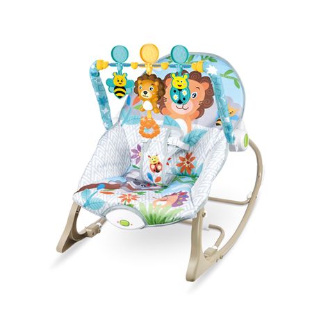 Multifunction Vibrate Baby Rocking Chair with Hanging Toys Blue