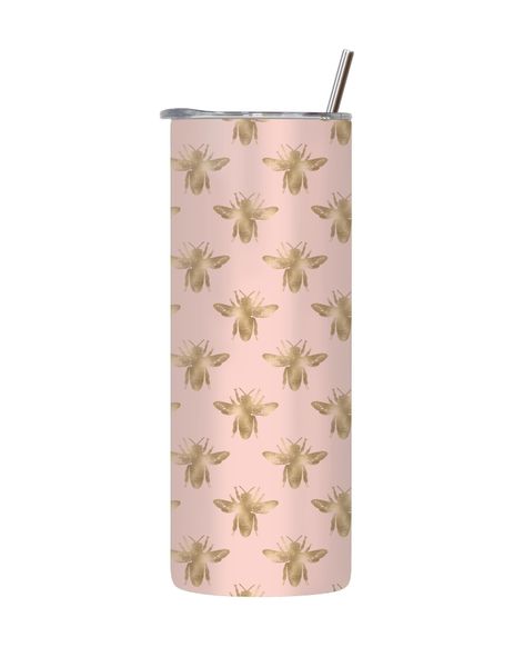 Bee-22 20 Oz Tumbler with Lid Straw Trendy Bees Pattern Graphic Present 209