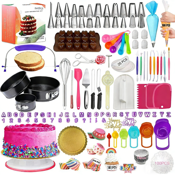 Baking Set, Cake Making Molds, Cake Making Tool Set - 860 Pieces
