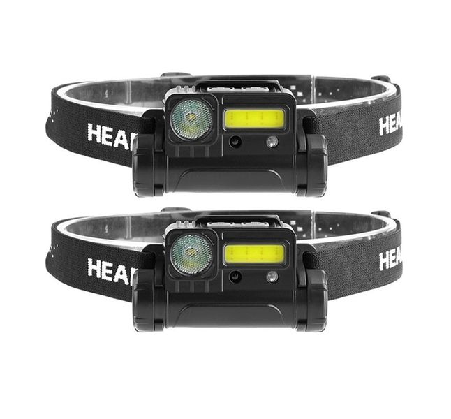 Pack Of Two T123 Rechargeable 3W LED Cob Headlamp