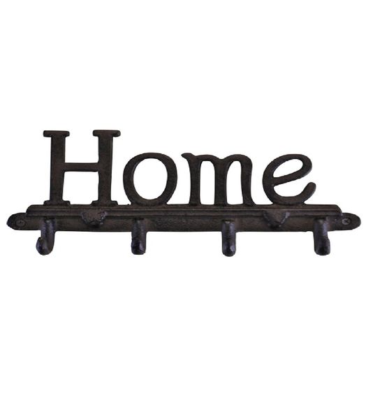 Welcome Home Cast Iron 4-Hook 'Home' Wall Hanger