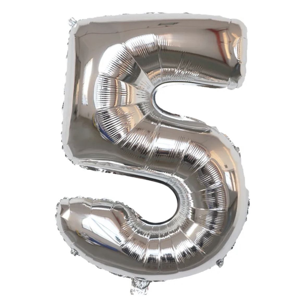 Silver Number 5 Helium Balloon 106cm