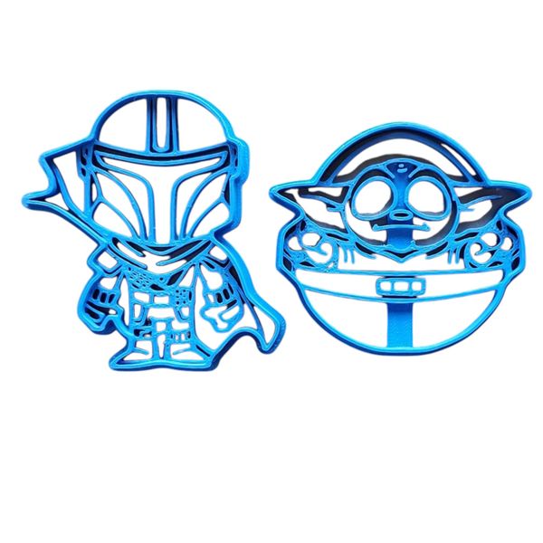 2-Piece Mandalorian &amp; Grogu (Baby Yoda) Cookie Cutter Set - 8cm Medium