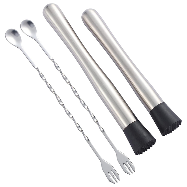 10Inch &amp;8Inch 304 Stainless Steel Cocktail Muddler with 2 Mixing Spoon, for