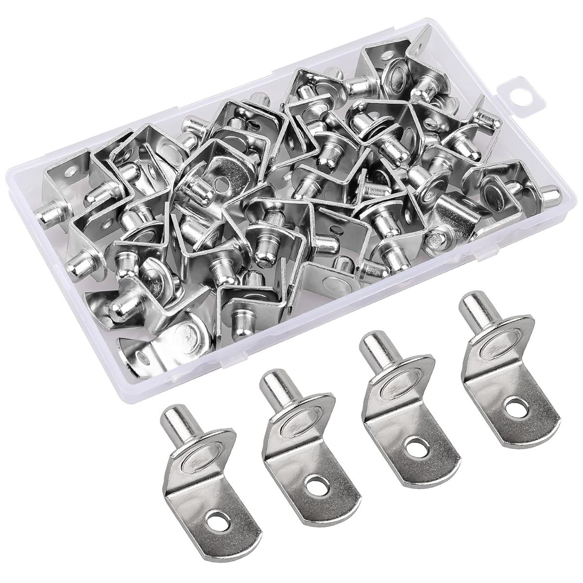 50 Pack-5mm L Shaped Shelf Pegs With Hole Furniture Cabinet Support Pins