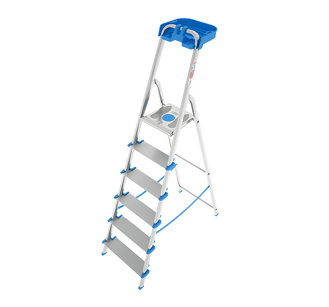 Colombo 129cm 6-Step Non-Slip Wide Platform Ladder with Tool Case-Atlantica