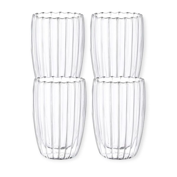 Digital 450ml Double-Walled Egg-Shaped Latte Ice Coffee Glasses - Set of 4