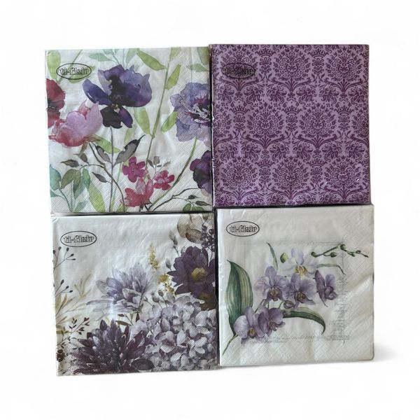 Purple blooms collection serviettes - 4 packets - 20 piece each