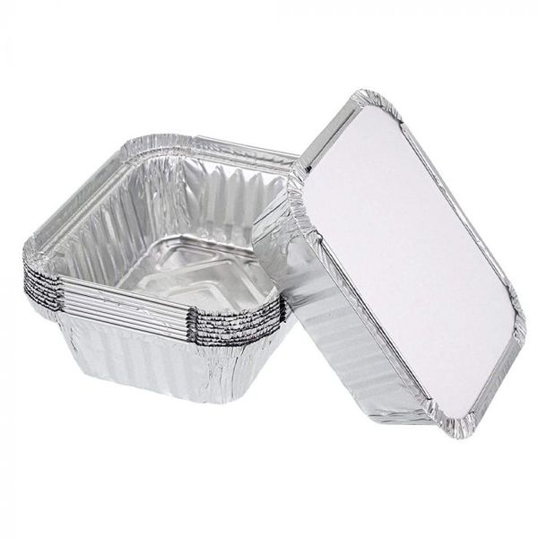 Foil Tray Container With Lid - Small 15cm x 12cm - Pack of 10