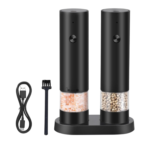 Electric Salt and Pepper Grinder Set with USB Charging Base