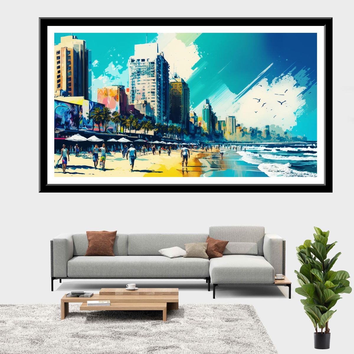Wall Art Unframed Durban Beachfront An Abstract Picture Capturing Th
