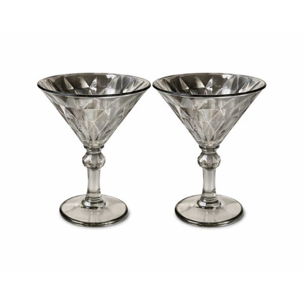 210ml Cut Glass Cocktail Martini Glass Set - 2 Piece Elegant Stemware