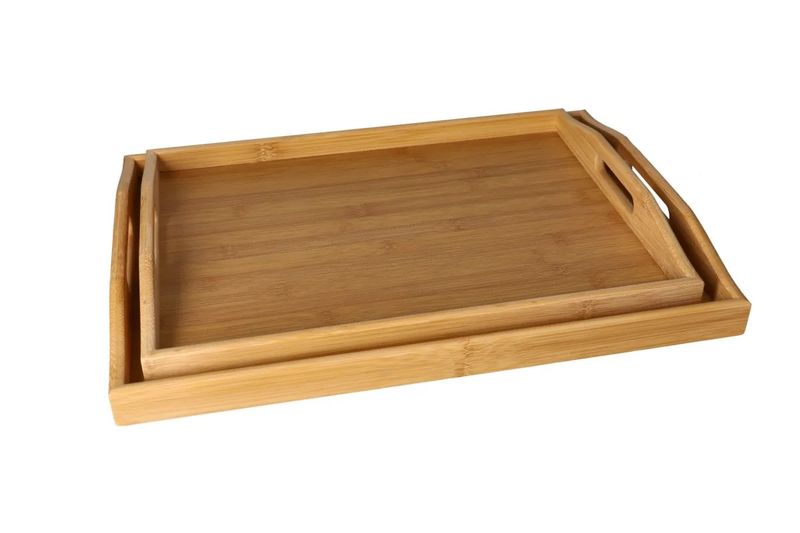 Bamboo Tea Serving Tray Set 2pcs