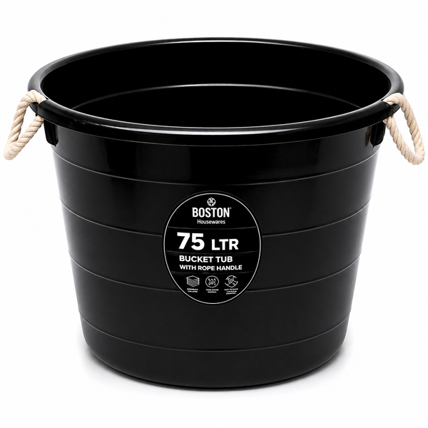 BOSTON Housewares Bucket Tub 75L with Rope Handles Durable Use