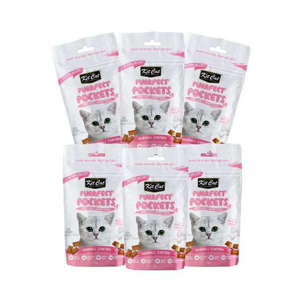 Kit Cat Purrfect Pockets - Hairball Control (6 x 75g)