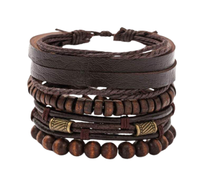Mens Brown Multi-layer Bracelet